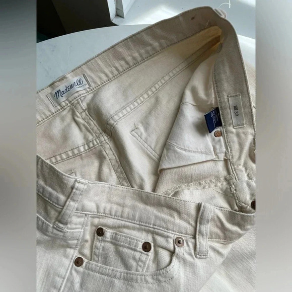 Madewell Cream Distressed Knee Denim Pants Size 30 - Picture 6 of 6